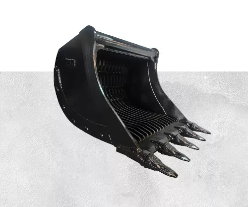 S70 quick-coupling sieve bucket for soil and rock separation, fits 20-30 ton excavators